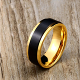 Black Brushed Center Gold Sided Ring