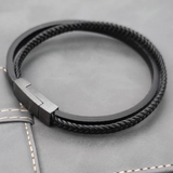 Thin Braid and Flat Leather Bracelet