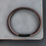 Thin Braid and Flat Leather Bracelet
