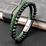 Braid Colour & Bead Leather Bracelet