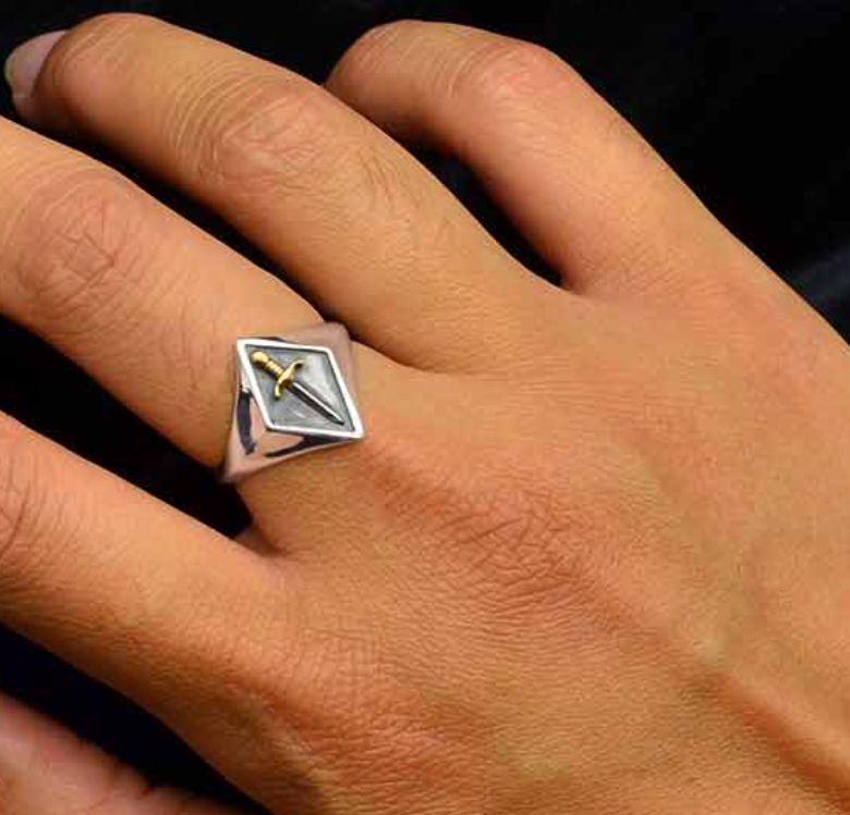 Diamond Shaped Sword Signet Ring