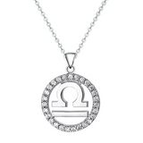 Halo CZ Zodiac Sign Necklace