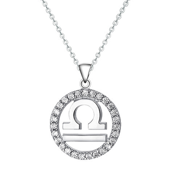 Halo CZ Zodiac Sign Necklace