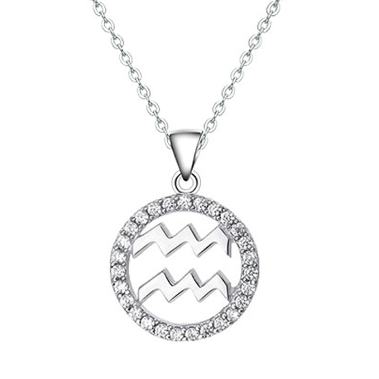 Halo CZ Zodiac Sign Necklace