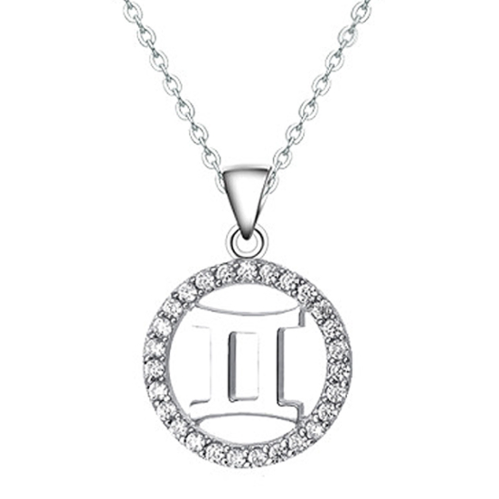 Halo CZ Zodiac Sign Necklace