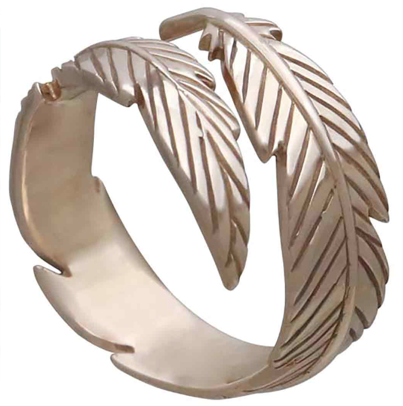 Adjustable Bronze Feather Ring