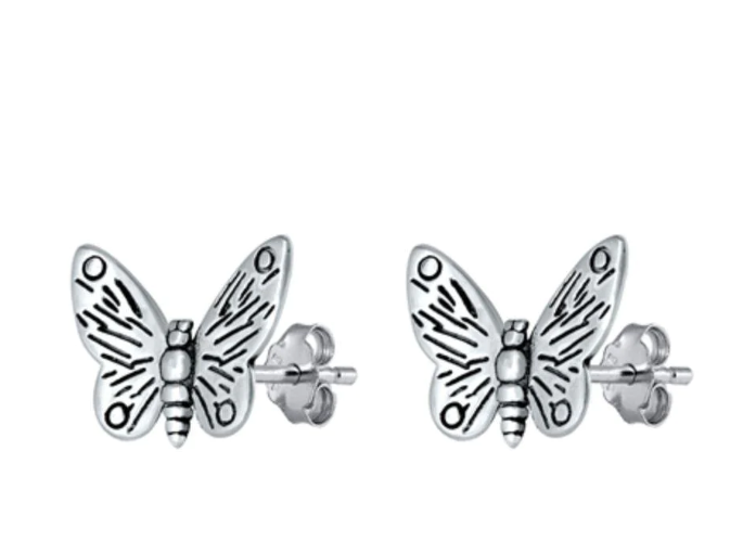 Oxidized Butterfly Stud Earrings