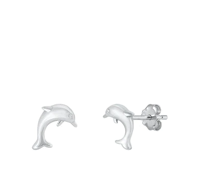 Smooth Dolphin Stud Earrings
