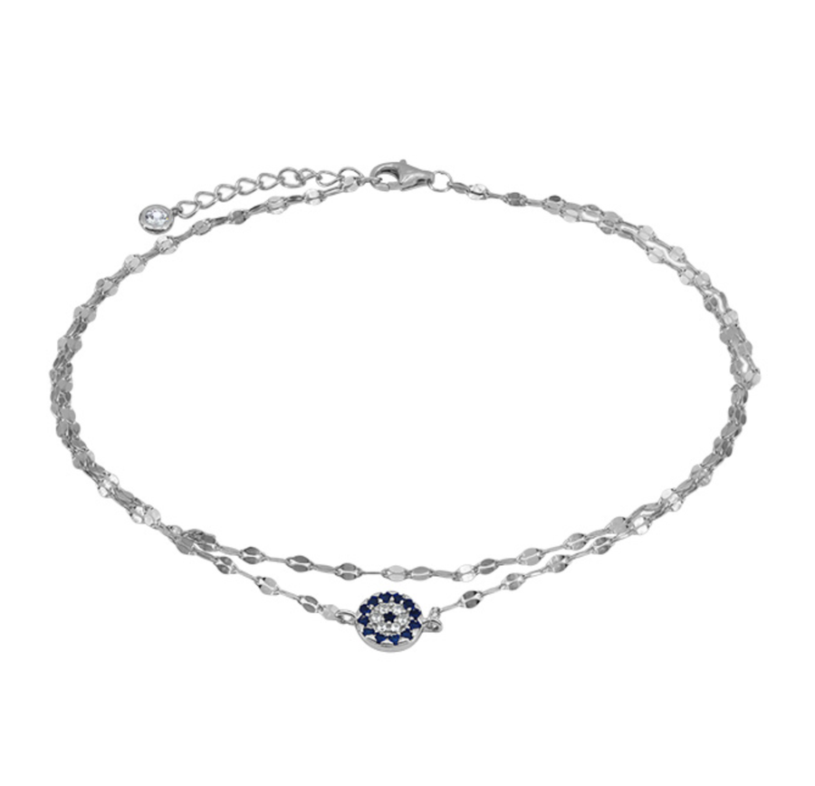 Diamond Cut Evil Eye Anklet