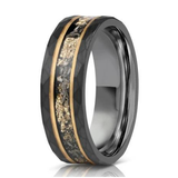 Precious Leaf & Crushed Meteorite Tungsten Ring