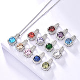 Square Halo CZ Birthstone Necklace