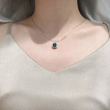 Square Halo CZ Birthstone Necklace