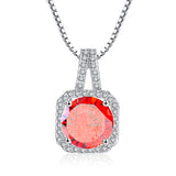 Square Halo CZ Birthstone Necklace