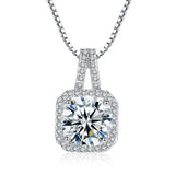 Square Halo CZ Birthstone Necklace
