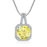 Square Halo CZ Birthstone Necklace