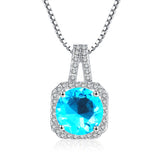 Square Halo CZ Birthstone Necklace