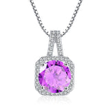 Square Halo CZ Birthstone Necklace
