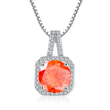 Square Halo CZ Birthstone Necklace