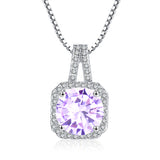 Square Halo CZ Birthstone Necklace