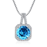 Square Halo CZ Birthstone Necklace