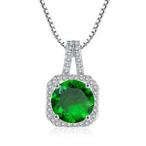 Square Halo CZ Birthstone Necklace