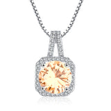 Square Halo CZ Birthstone Necklace