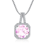 Square Halo CZ Birthstone Necklace