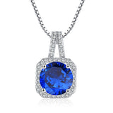 Square Halo CZ Birthstone Necklace