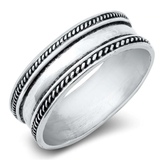 Sterling Silver Oxidized Bali Ring