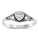 Oxidized Stone Heart Ring