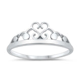 Sterling Silver Heart Crown Ring