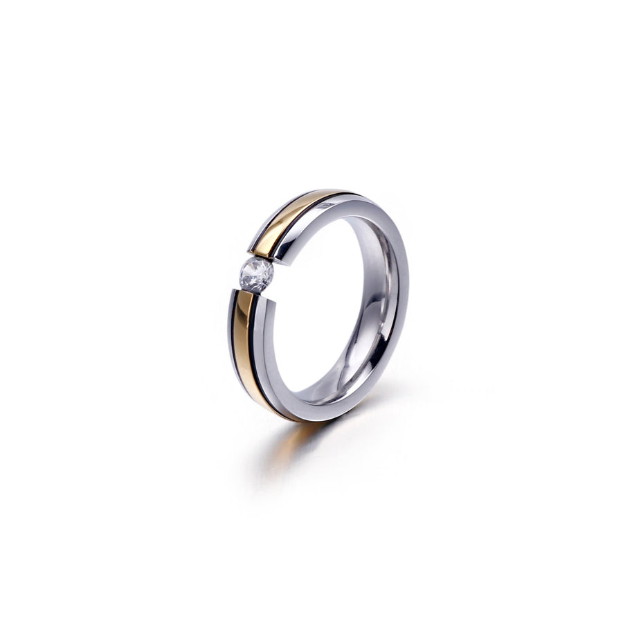 Tensioned CZ Two-Tone Ring