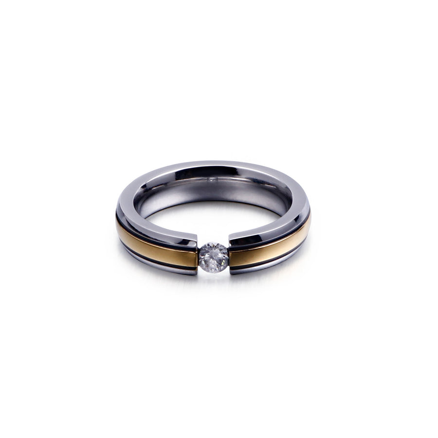 Tensioned CZ Two-Tone Ring