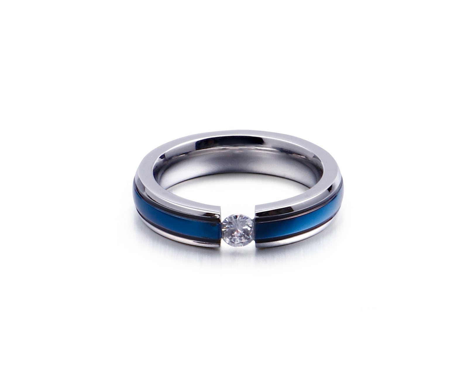 Tensioned CZ Two-Tone Ring