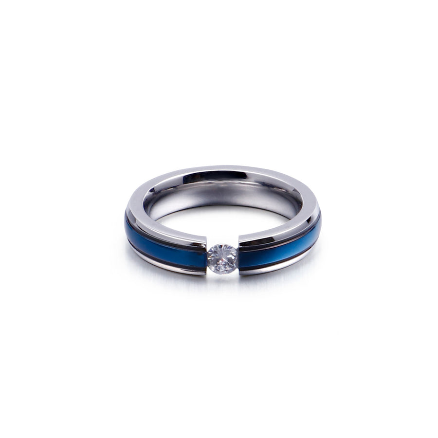 Tensioned CZ Two-Tone Ring