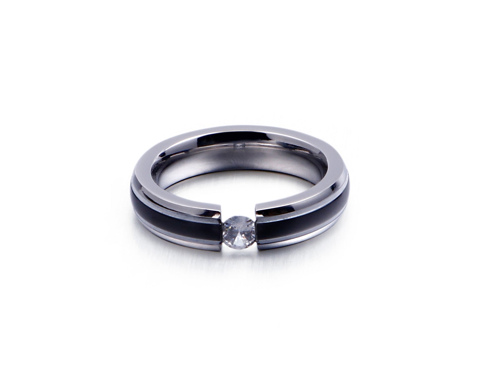 Tensioned CZ Two-Tone Ring