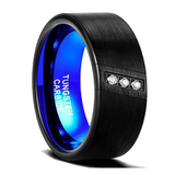 Diagonal Triple CZ Tungsten Ring