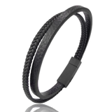 Thin Braid and Flat Leather Bracelet