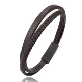 Thin Braid and Flat Leather Bracelet
