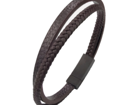 Thin Braid and Flat Leather Bracelet