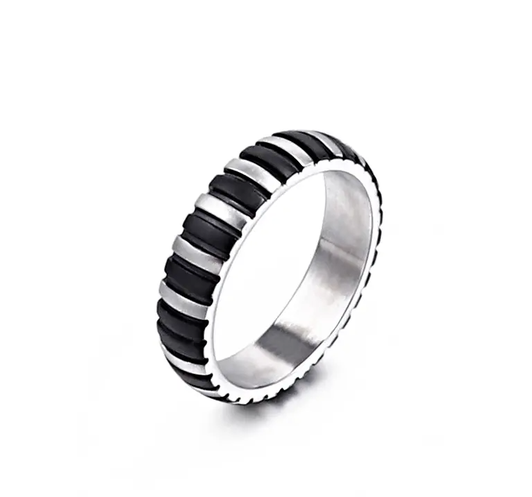 Vertical Two Tone Lined Ring