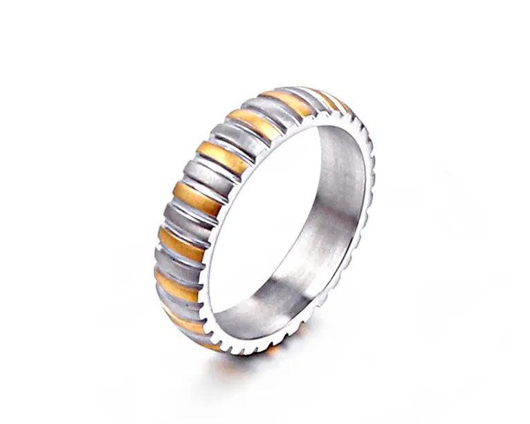 Vertical Two Tone Lined Ring