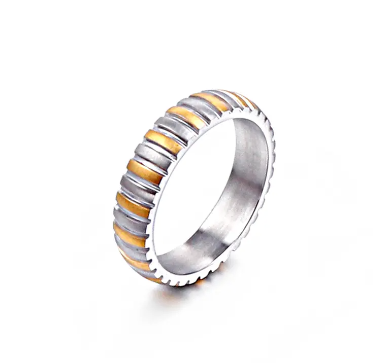 Vertical Two Tone Lined Ring