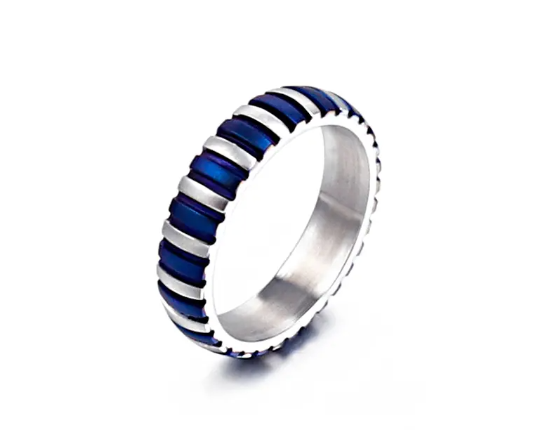 Vertical Two Tone Lined Ring