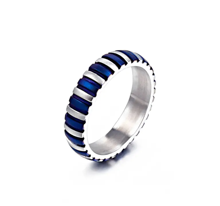 Vertical Two Tone Lined Ring