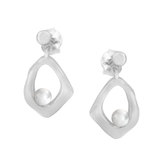 Abstract Dangle Pearl Earrings
