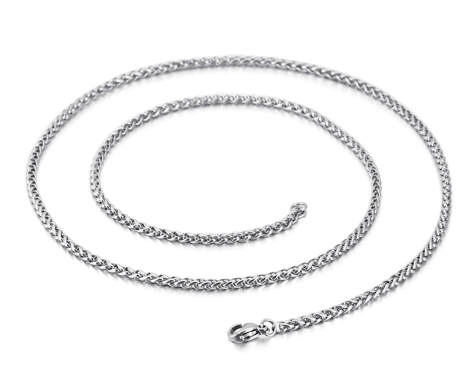 Silver stainless steel spiga mens chain