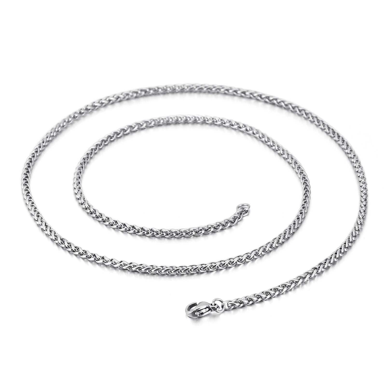 Silver stainless steel spiga mens chain