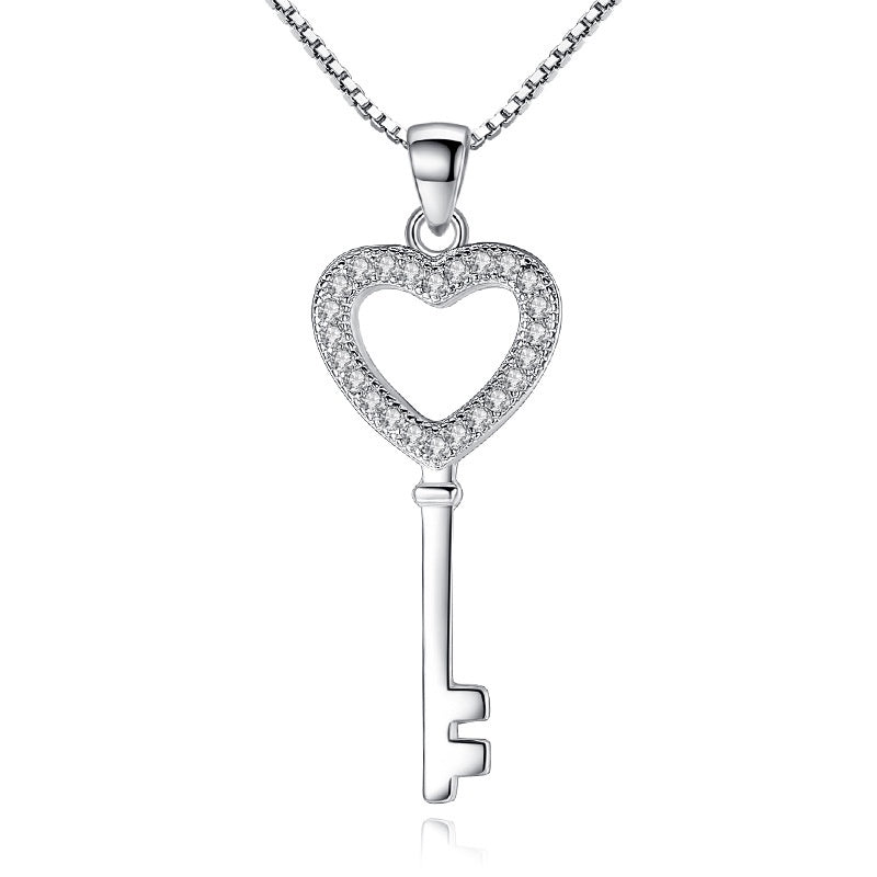 Heart Key CZ Necklace