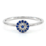 Blue CZ Round Evil Eye Ring